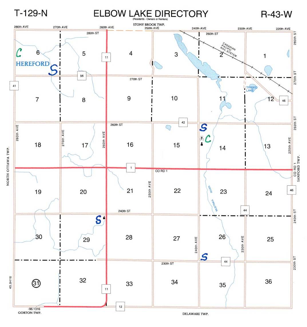 Elbow Lake Township early cemeteries and schools