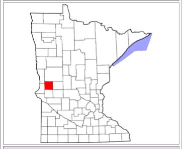 Outline map of MN with Grant Co in red